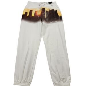 The Hundreds Downtown Sweatpants White Skyline Joggers Mens L NWT